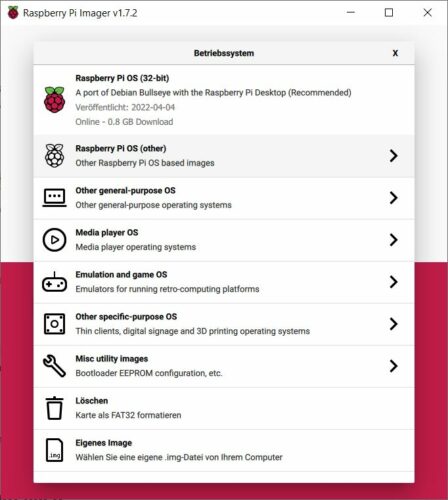 Raspberry Pi Imager - Download Default Operating System